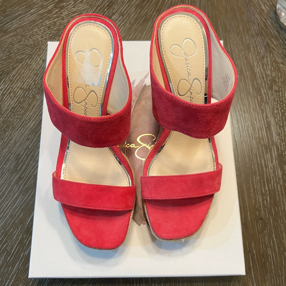 Jessica Simpson pink suede wedges size 7M - Picture 2 of 3